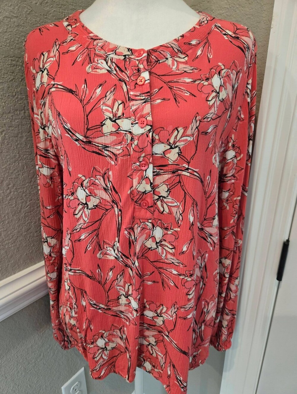 Chico's Long Sleeve Floral Blouse
